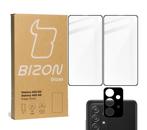 Bizon 2x Szkło + szybka na aparat Edge Pack do Samsung Galaxy A52s / A52 5G / A52 4G