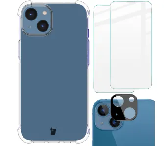 Etui Bizon elastyczne etui + 2x szkło hartowane + szkło na aparat Clear Pack do iPhone 14