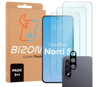Bizon 3x Szkło hartowane + szybka na aparat Glass Clear Pack do OnePlus Nord 5