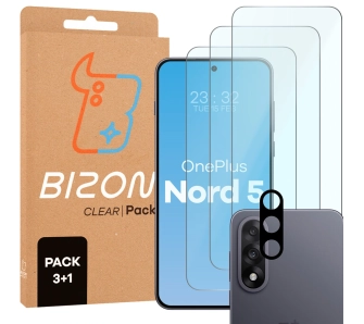 Zestaw ochronny Bizon 3x Szkło hartowane + szybka na aparat Glass Clear Pack do OnePlus Nord 5