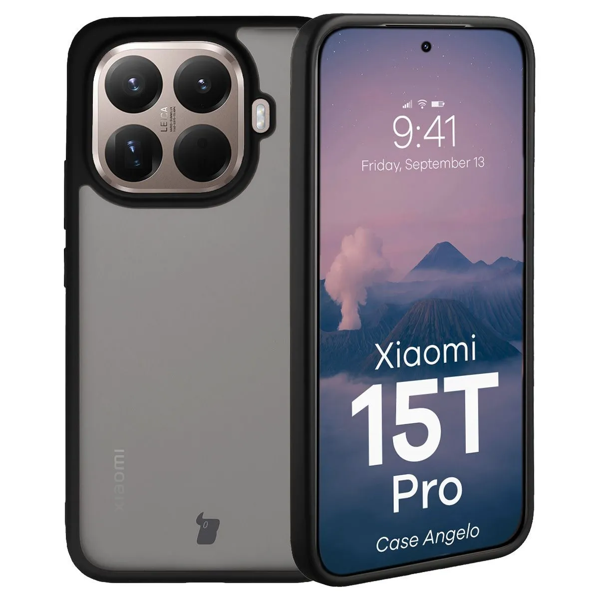 Etui Bizon Angelo do Xiaomi 15T Pro Przydymiony z czarną ramką