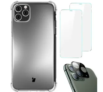 Etui Bizon elastyczne etui + 2x szkło hartowane + szkło na aparat Clear Pack do iPhone 11 Pro