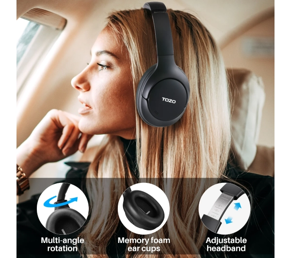 Tozo H10 Nauszne Bluetooth 5.3 Czarny