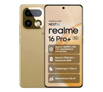 Smartfon realme 16 Pro+ 5G 8/256GB 6,8" 144Hz 200Mpix Złoty