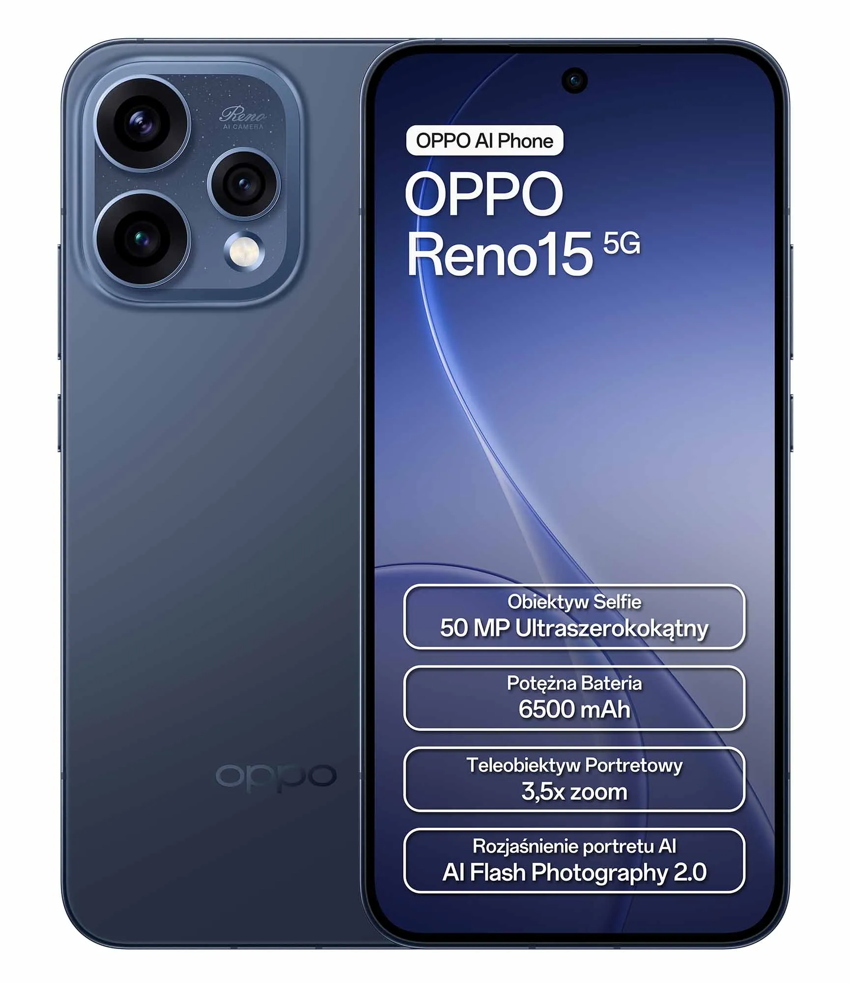 Smartfon OPPO Reno15 5G 8/512GB 6,59" 120Hz 50Mpix Granatowy