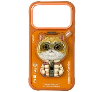Etui Nimmy Cool&Cute 2.0 Cat do iPhone 17 Pro z magnetyczną zawieszką Pomarańczowy