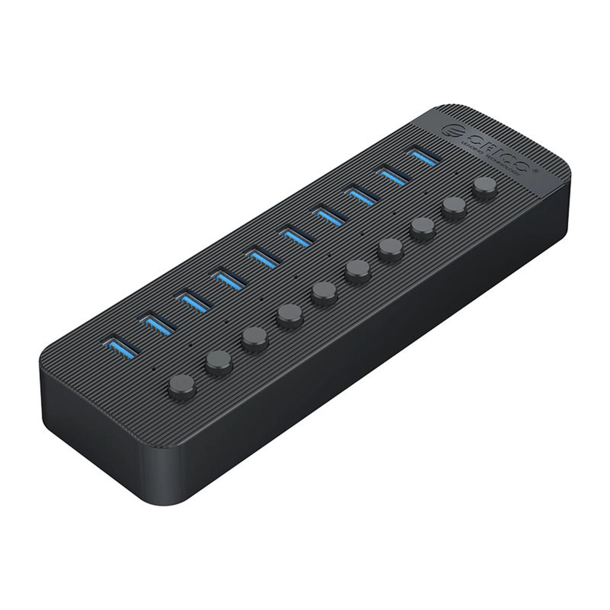 Hub USB Orico Aktywny CT2U3-10AB-EU-BK-BP 10xUSB-A, 5Gbps, BC 1.2 48W Czarny