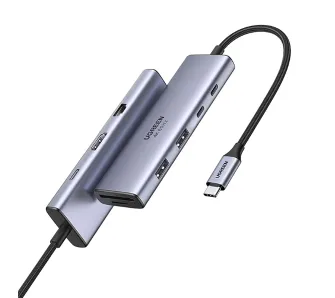 Hub USB UGREEN CM498 USB-C USB HDMI VGA RJ45 SD PD Szary