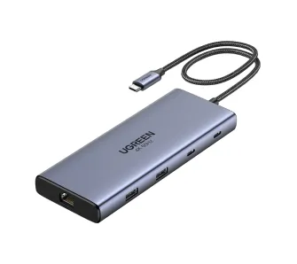 Hub USB UGREEN CM639 10w1 HDMI USB RJ45 SD Szary