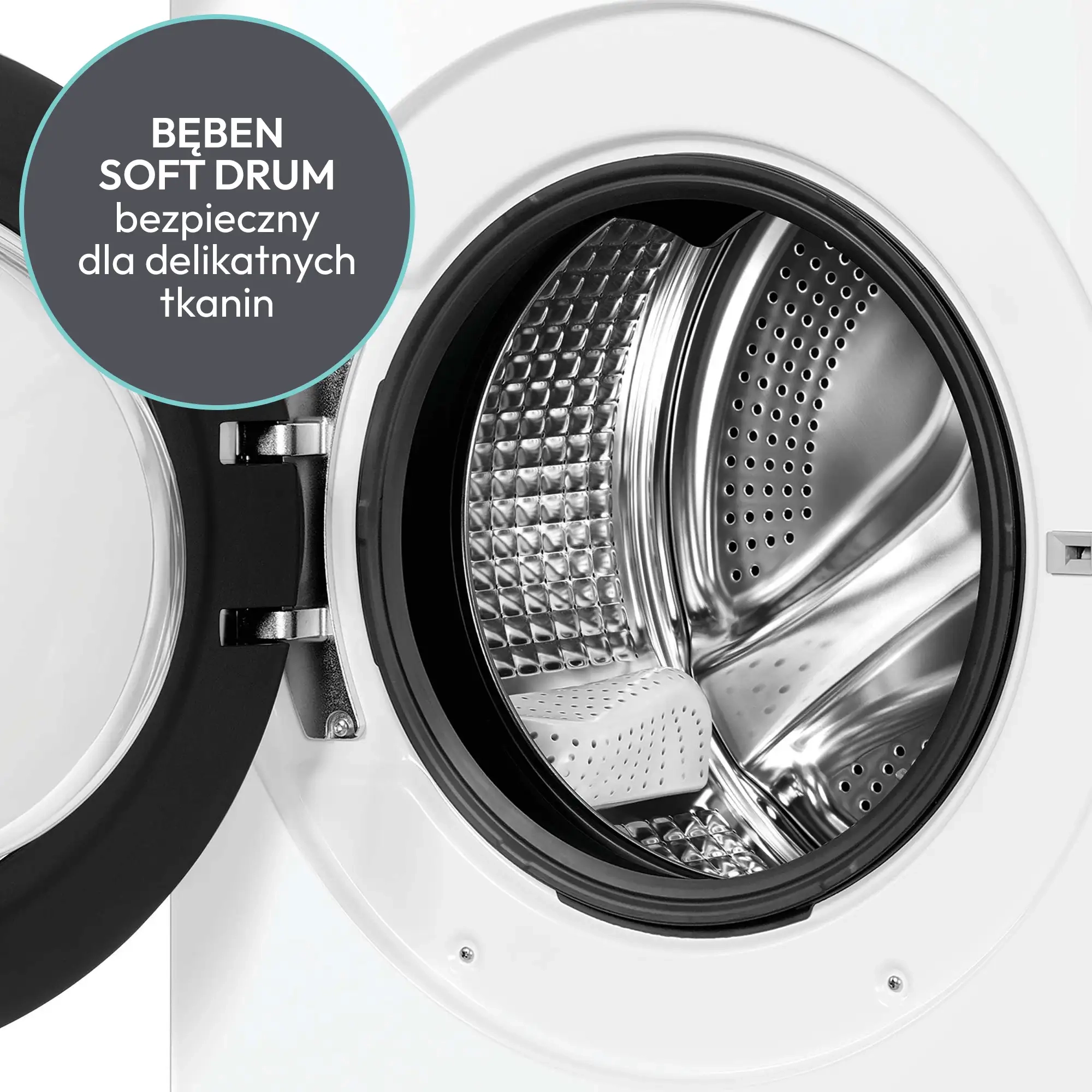 Pralka Candy MultiWash MQD 410CBL9-PL - otwarte drzwi komór prania