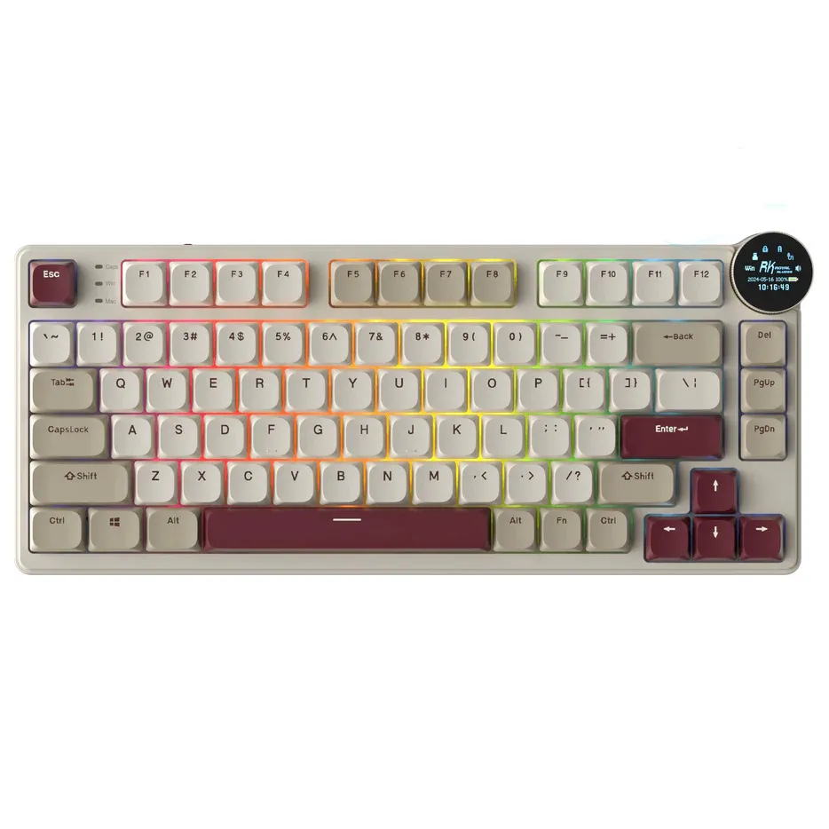 Klawiatura mechaniczna Royal Kludge RK-N80 Low-Profile Brown Tactile Beżowo-Czerwony