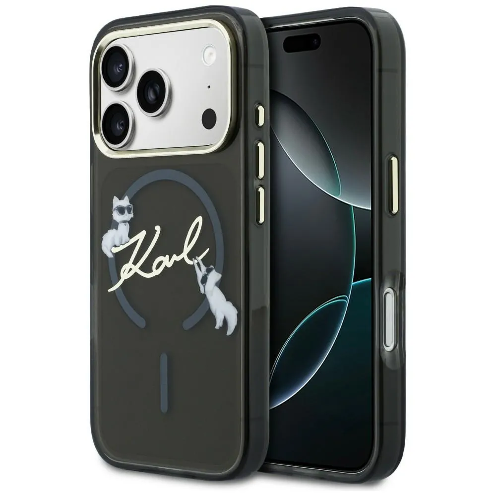 Etui Karl Lagerfeld IML Choupettes Karl Script Logo MagSafe do iPhone 17 Pro Czarny