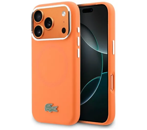 Lacoste Silicone Metal Logo MagSafe do iPhone 17 Pro Max Pomarańczowy
