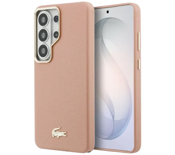 Etui LACOSTE Champs Elysees Gold Logo MagSafe do Samsung Galaxy S26 Ultra Różowy