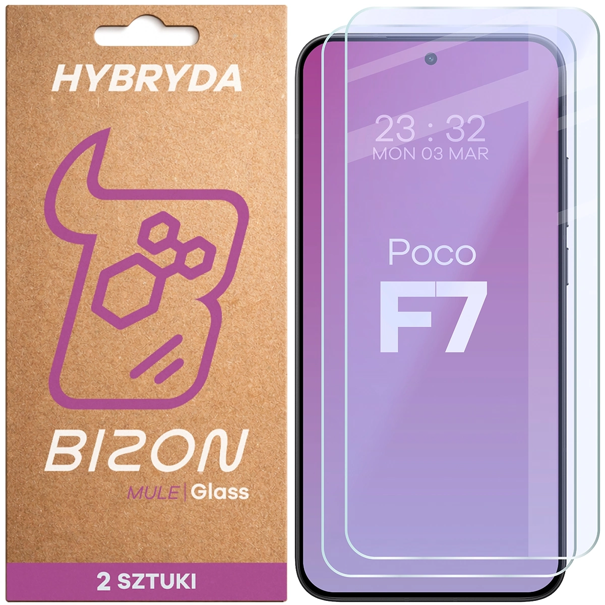 Szkło hybrydowe Bizon elastyczne Glass Mule Duo do Xiaomi POCO F7 2 sztuki