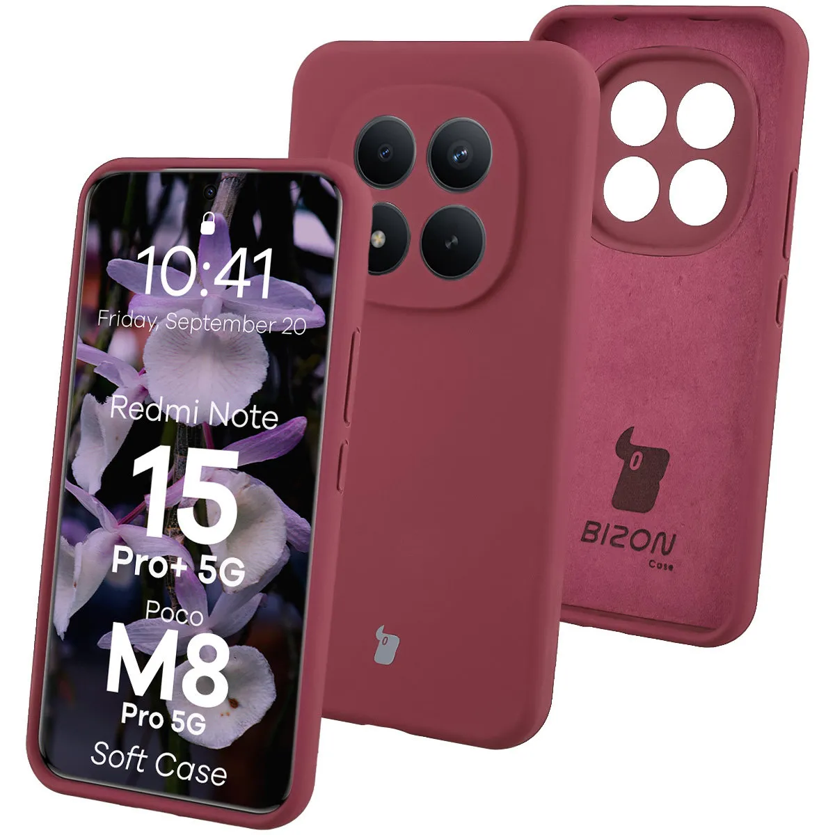 Etui Bizon Soft do Xiaomi Redmi Note 15 Pro Plus 5G / POCO M8 Pro 5G Śliwkowy