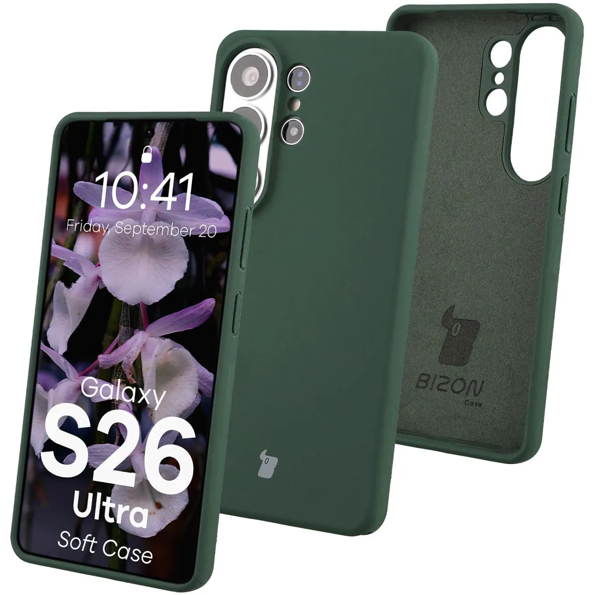 Etui Bizon Soft do Galaxy S26 Ultra Ciemnozielony