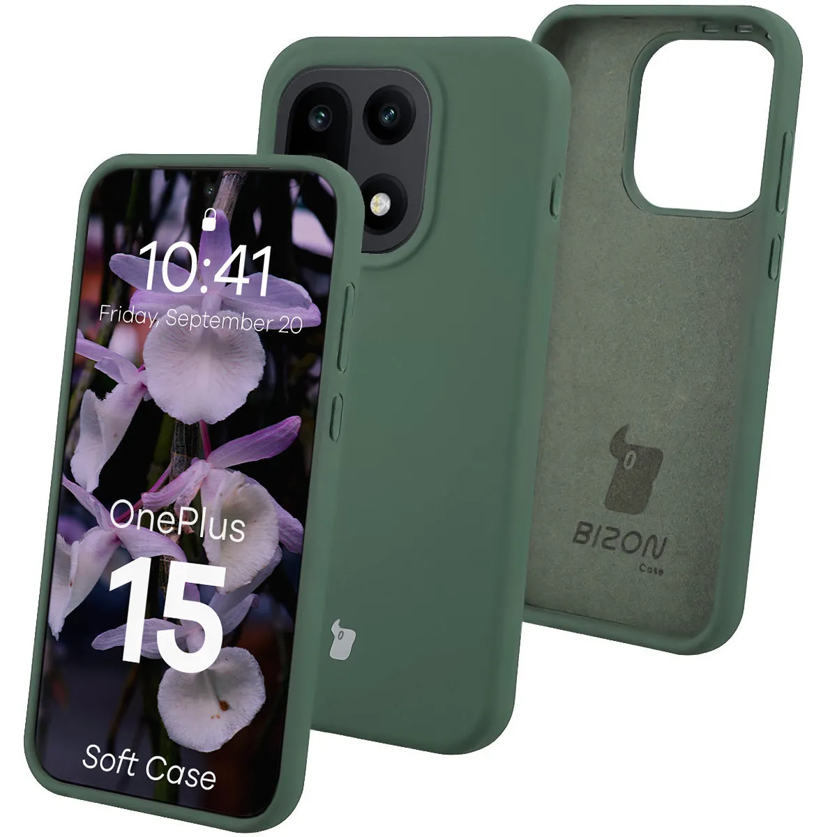 Etui Bizon Soft do OnePlus 15 Ciemnozielony