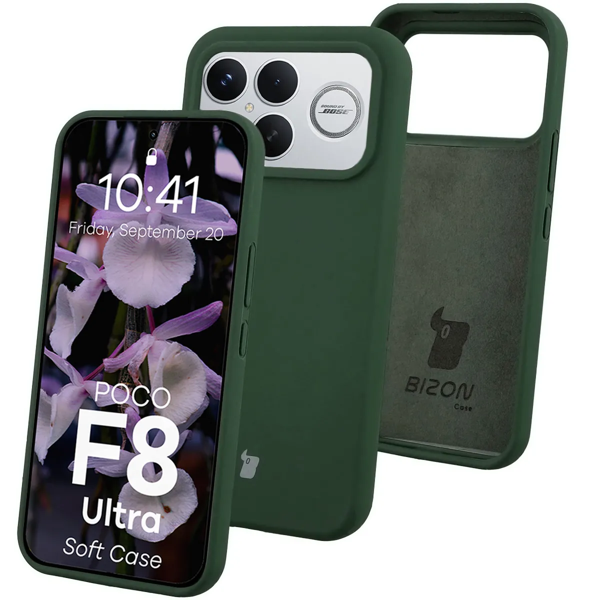 Etui Bizon Soft do Xiaomi POCO F8 Ultra Ciemnozielony
