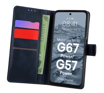 Etui Bizon Pocket do Motorola Moto G57 Power / G67 Power Granatowy
