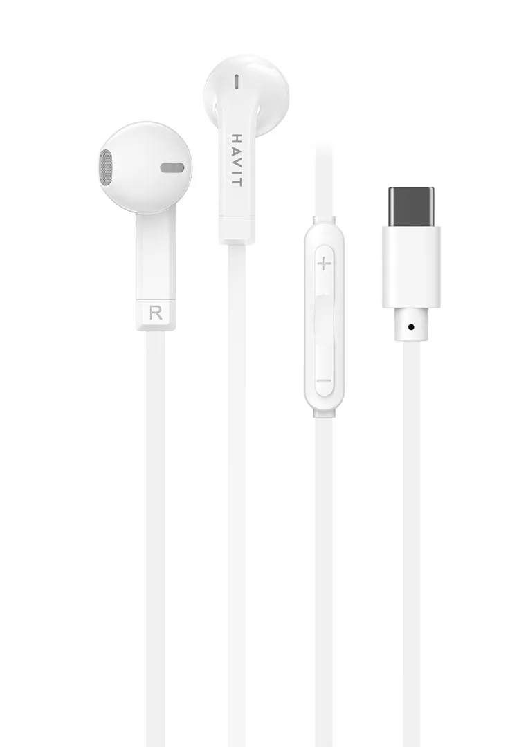 Słuchawki przewodowe Havit E336C USB-C Douszne Biały