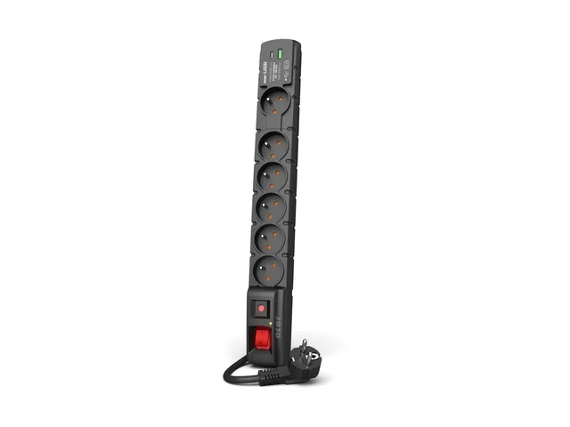 Listwa Acar S6 USB-A USB-C 6 gniazd 3m Czarny