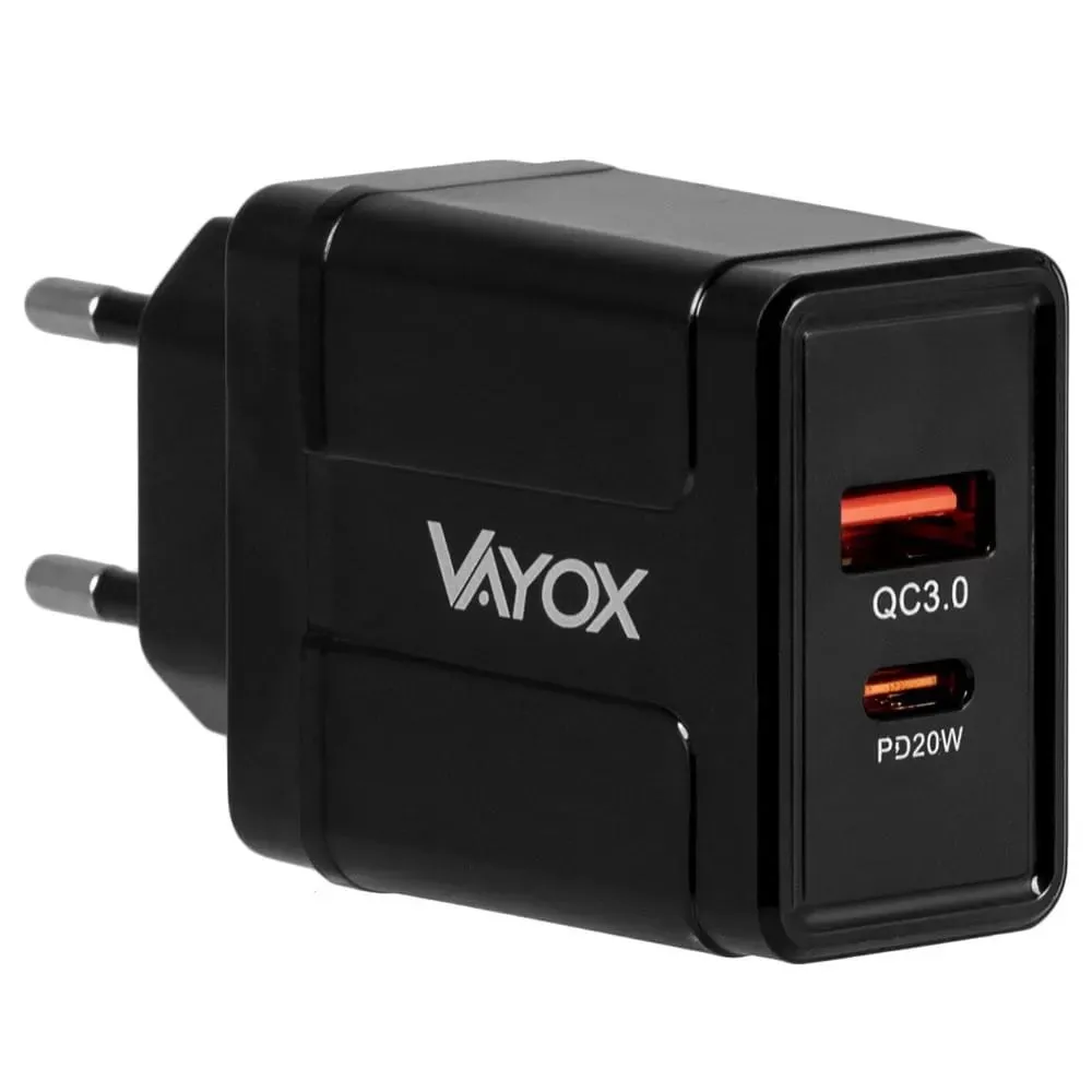 Ładowarka sieciowa Vayox VA0007 Premium line QC3.0 PD USB-A USB-C 38W Czarny