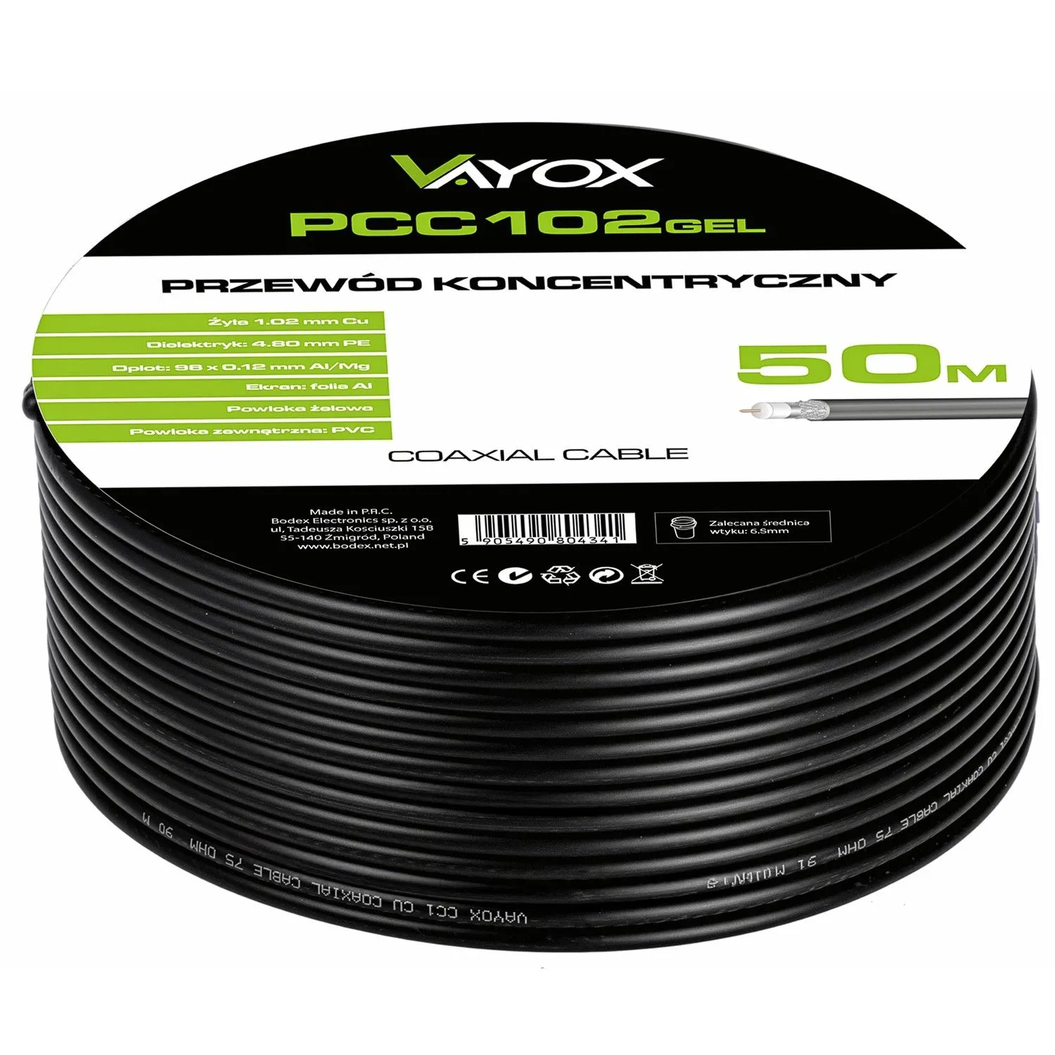 Kabel koncentryczny Vayox PCC102GEL-50 50m Czarny