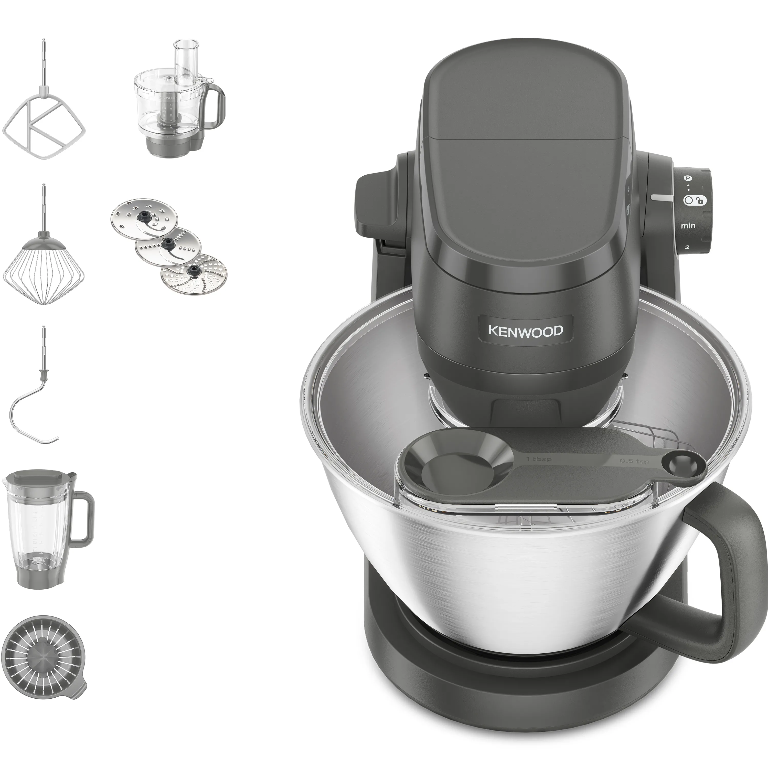 Robot planetarny Kenwood Multi Tasker KHC30.050GY 1000W Wyciskarka do cytrusów Rozdrabniacz Blender kielichowy