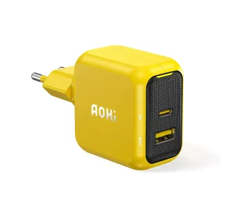 Ładowarka sieciowa AOHI Magcube PD USB-A USB-C 67W Żółty