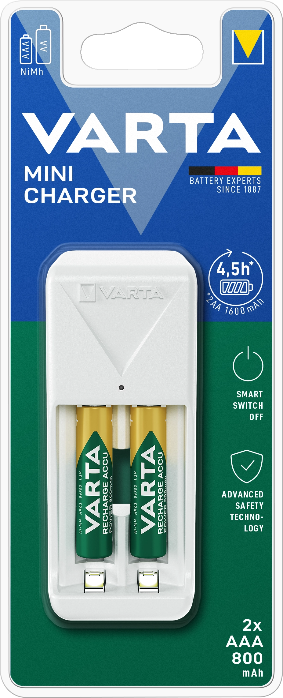 Ładowarka VARTA Mini Charger + 2 akumulatorki 800 mAh