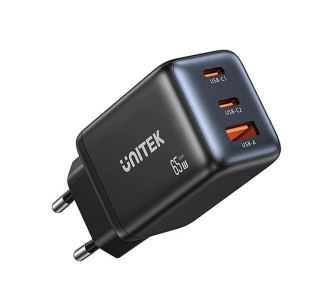 Ładowarka sieciowa Unitek GaN 2x USB-C USB-A 65W Czarny