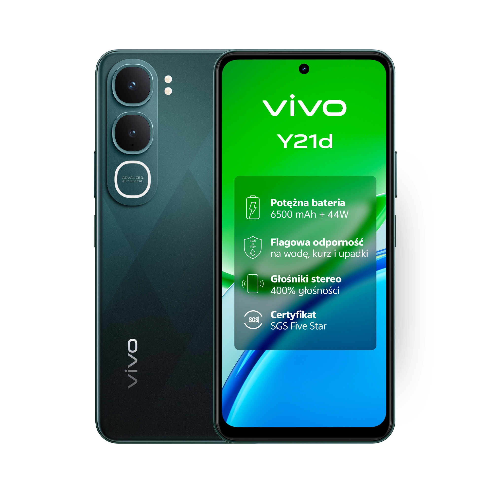Smartfon vivo Y21D 4G 4/256GB 6,68" 90Hz 50Mpix Zielony
