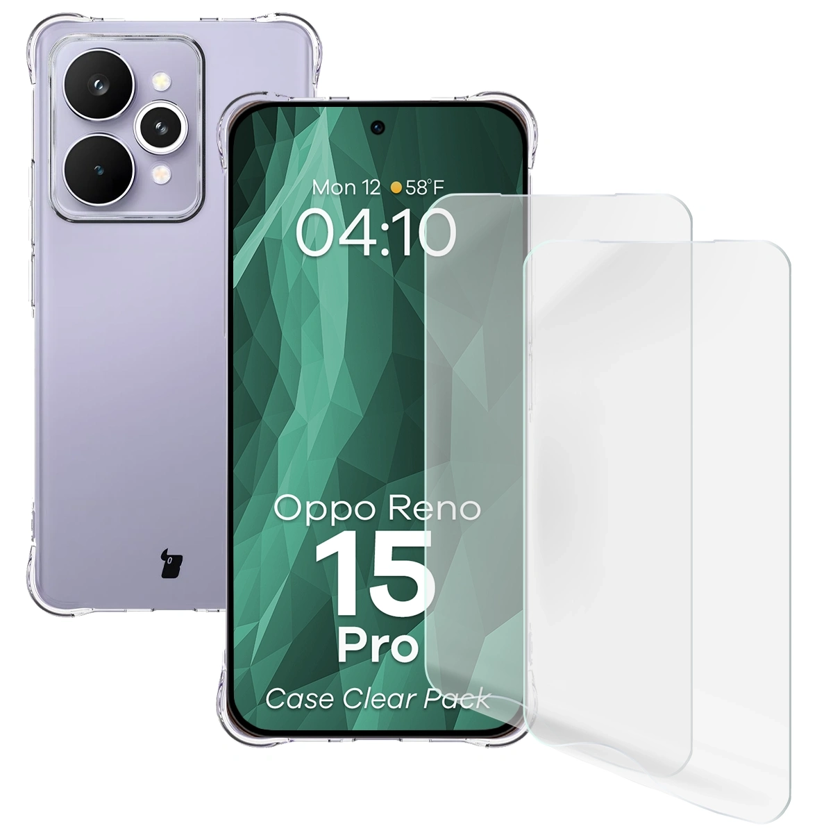 Szkło hartowane Bizon Case Clear Pack do Oppo Reno 15 Pro Przezroczysty