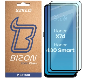Szkło hartowane Bizon z ramką Glass Edge Duo do Honor X7d 4G/5G / 400 Smart 4G/5G 2 sztuki