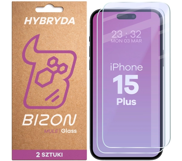 Bizon elastyczne Glass Mule Duo do iPhone 15 Plus 2 sztuki