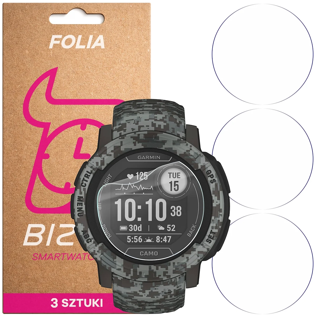 Folia hydrożelowa Bizon Watch Film HydroFlex do Garmin Instinct 2X Solar