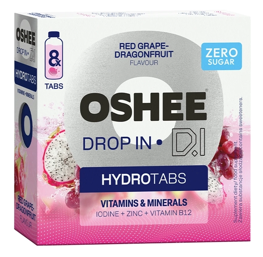 Tabletki OSHEE Drop In Witaminy i Minerały Winogrona Smoczy owoc 8szt.