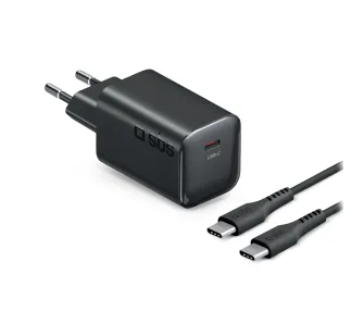 Ładowarka sieciowa SBS Mini GaN PD USB-C 65W Czarny + kabel USB-C