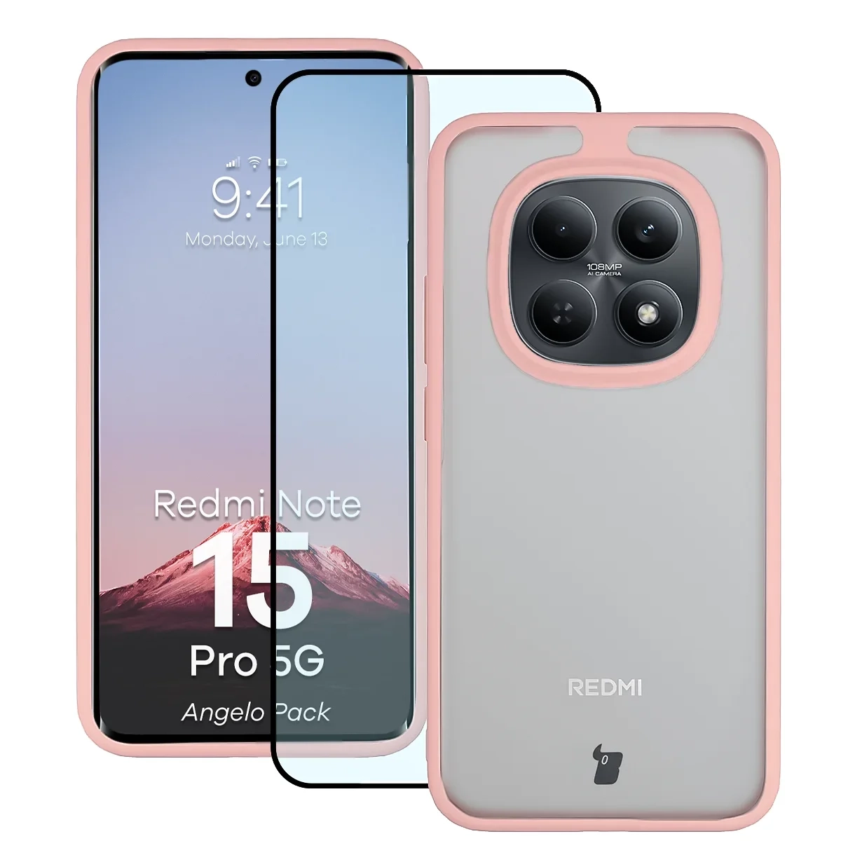 Szkło hartowane Bizon Angelo Pack do Xiaomi Redmi Note 15 Pro 5G Jasnoróżowy
