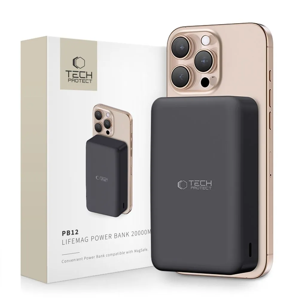 Powerbank Tech-Protect PB12 LifeMag MagSafe 20000mAh 15W Czarny