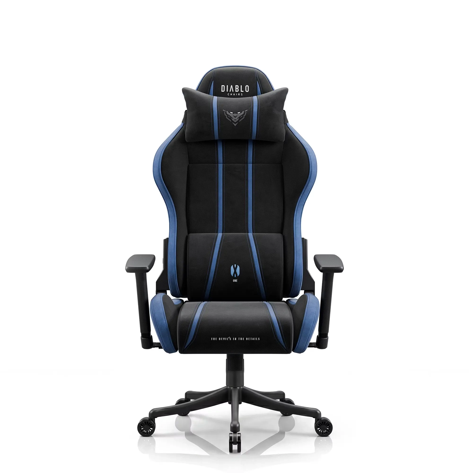 Fotel Diablo Chairs X-One 2.0 Small Night Blue Gamingowy do 90kg Tkanina Czarno-Niebieski