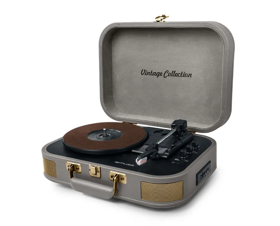 Gramofon Muse MT-201 BTG Półautomatyczny Napęd paskowy Bluetooth Szary