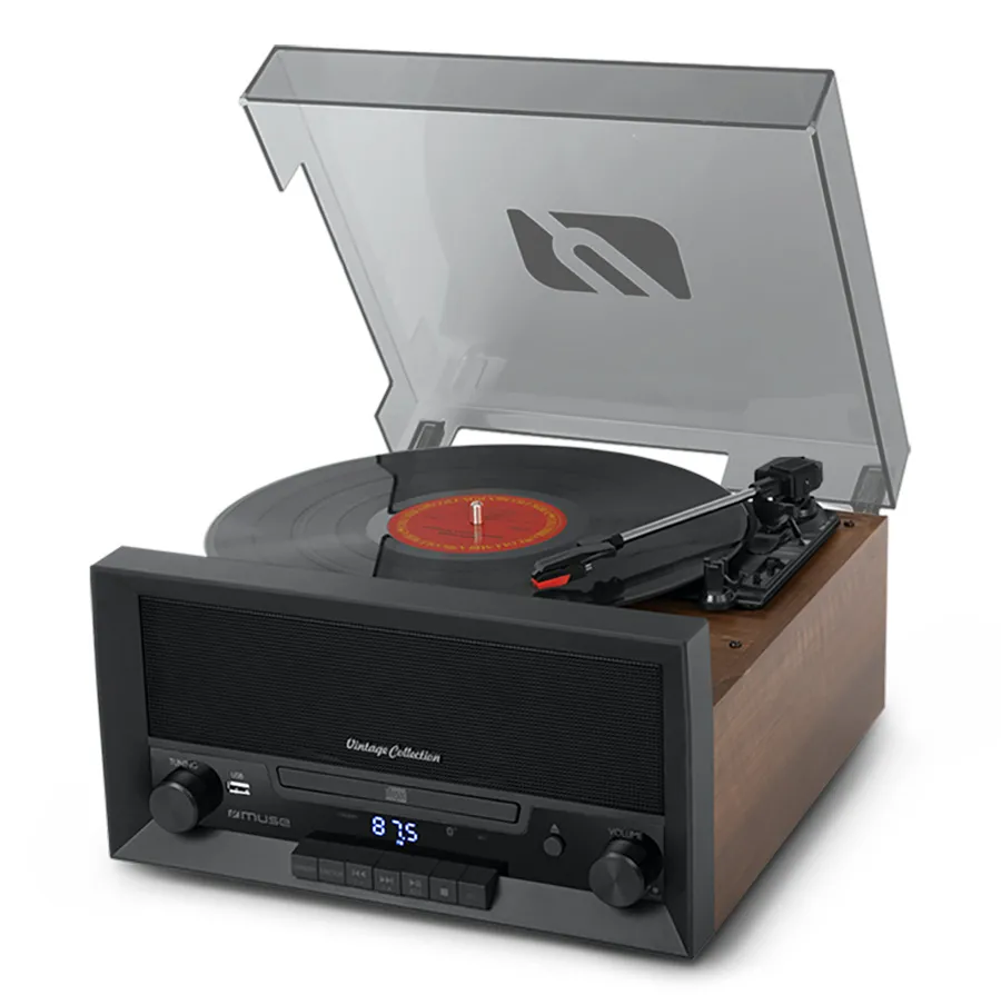 Gramofon Muse MT-112 MB Półautomatyczny Bluetooth Odtwarzacz CD Brązowy