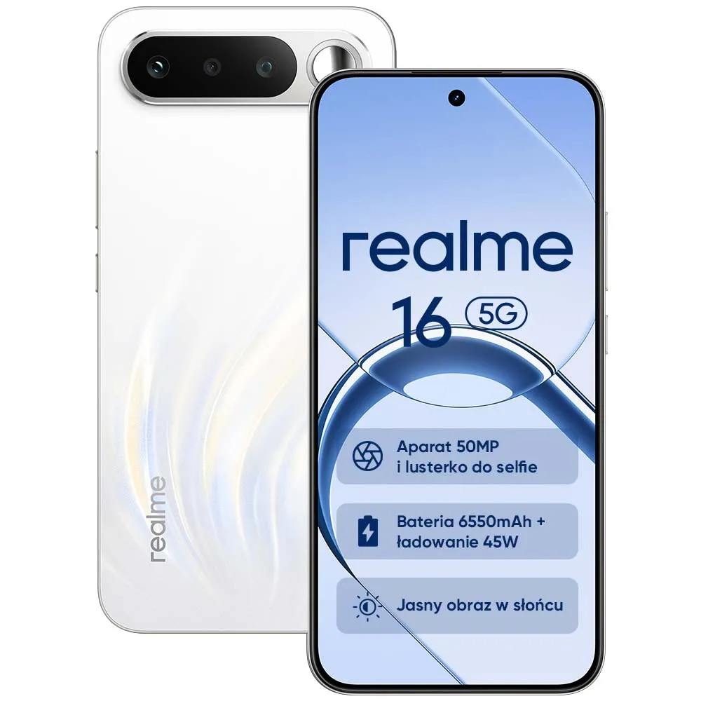 Smartfon realme 16 5G 8/256GB Funkcje AI 6,57" 120Hz 50Mpix Biały