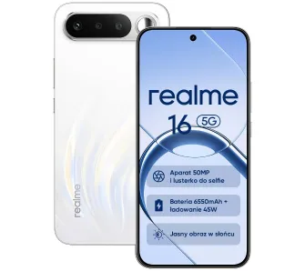 Smartfon realme 16 5G 8/256GB Funkcje AI 6,57" 120Hz 50Mpix Biały