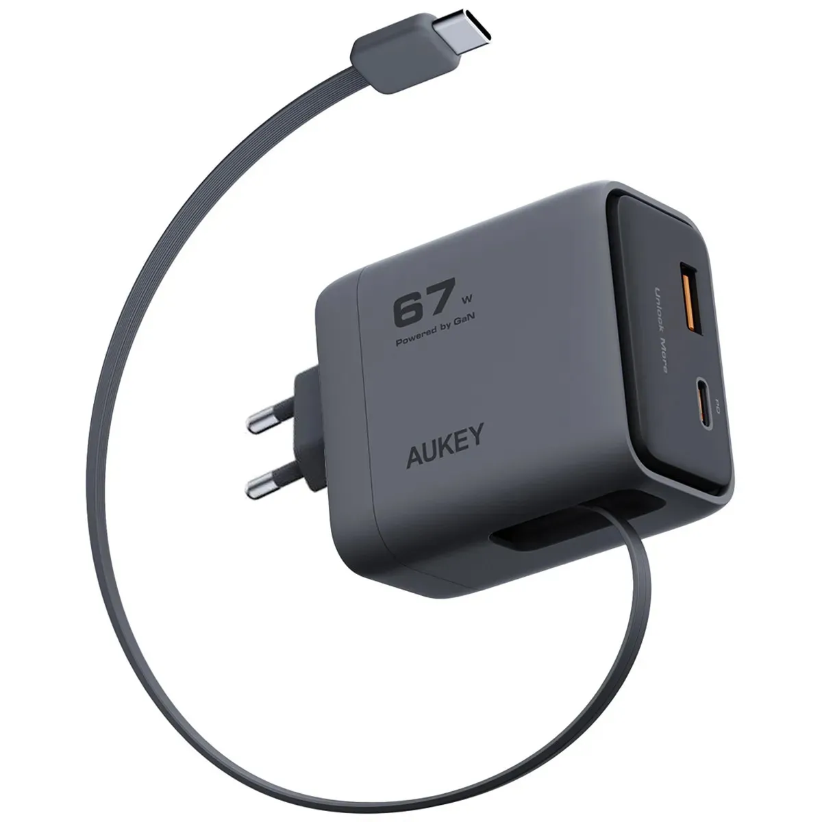 Ładowarka sieciowa Aukey PA-C12 USB-A USB-C 67W Szary