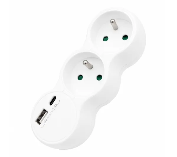 Duwi BOOM USB-A USB-C 2 gniazda Biały
