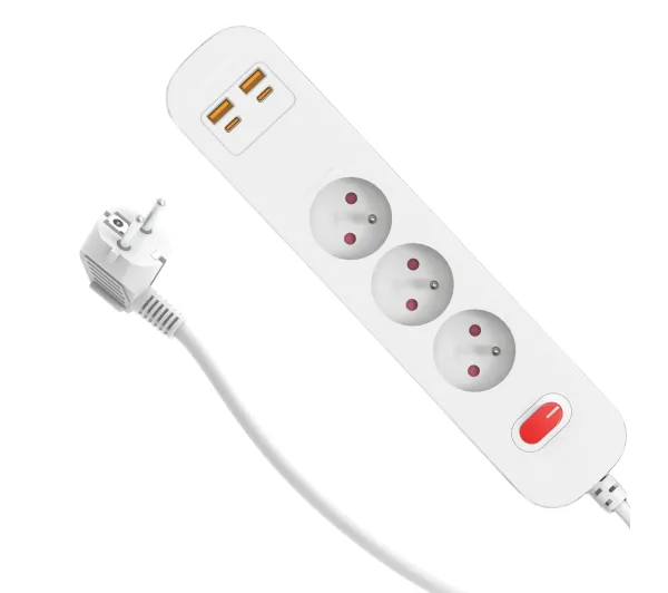 Duwi SQUALL 2x USB-A 2x USB-C 3 gniazda 1,4m Biały