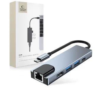 Hub USB Tech-Protect V3 5w1 USB-C USB-A HDMI RJ45 Szary